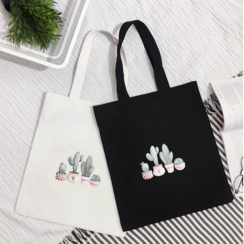 

Fashion Cactus Women Zipper Shoulder Bag Printing Cotton Canvas Handbag Casual Tote Female Crossbody Bag Ladies Messenger Bags