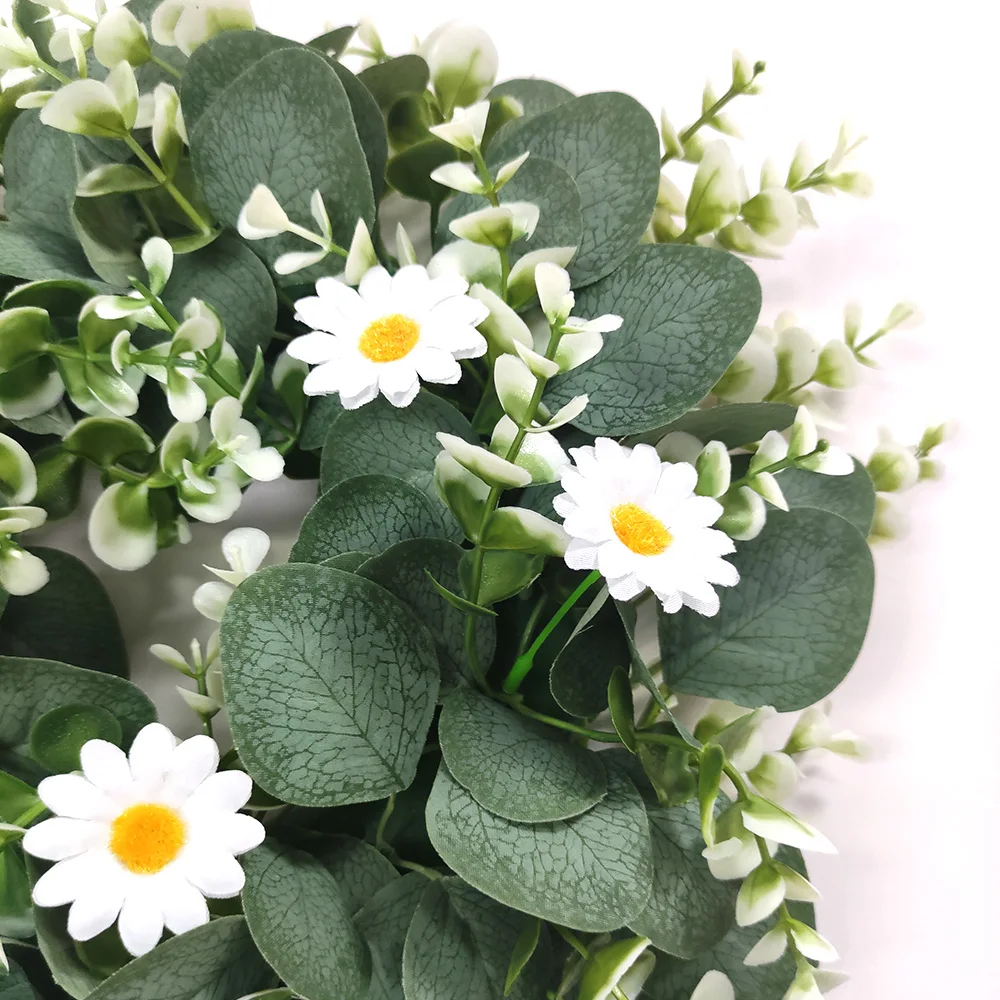 

Little Daisy Eucalyptus Globulus Simulation Wreaths Round Leaf Decoration Wreaths Home Door Hanging Wedding Decoration