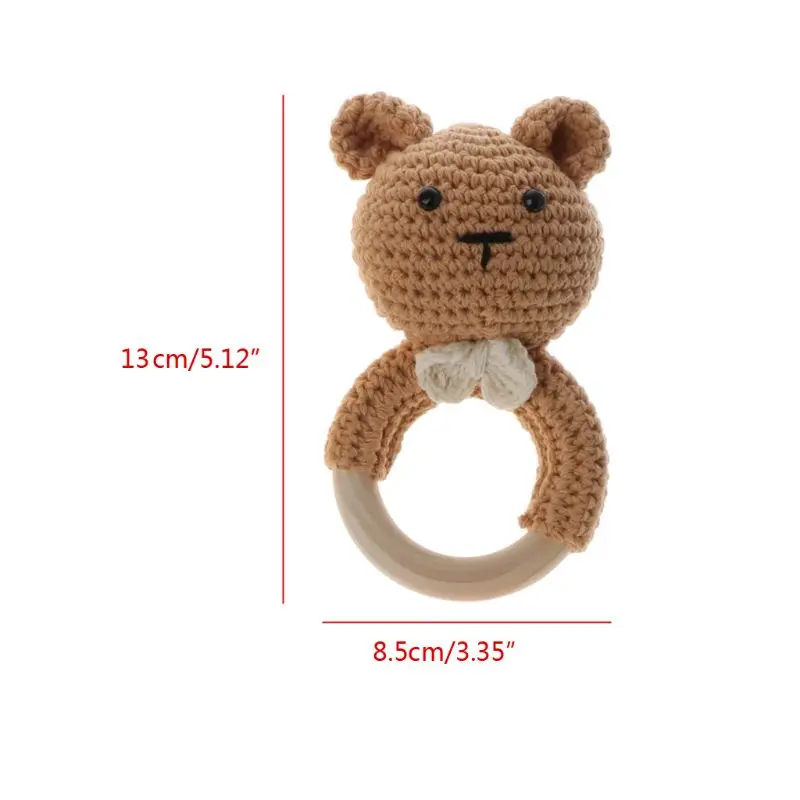 

Nursing Baby Teether Natural Wooden Teething Ring Hand Weave Organic Rattle Toys