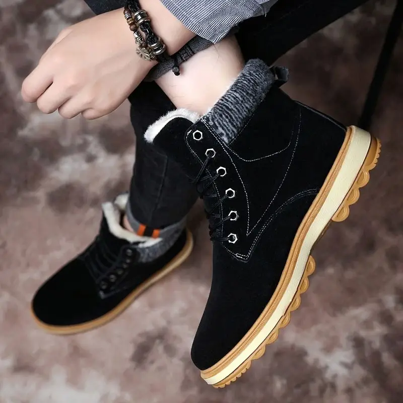 Мужские Ботильоны Утепленная бархатная зимняя обувь с высокой изоляцией из