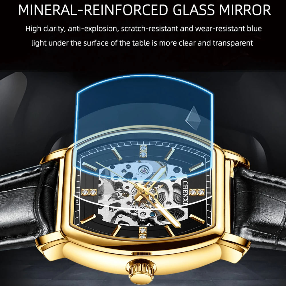CHENXI золотые механические автоматические часы для мужчин водонепроницаемые со