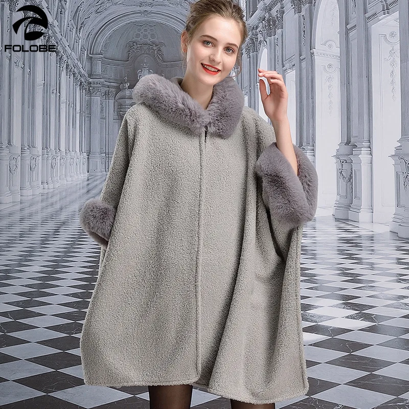 

Faux Fur Fleece Cape Coat For Women Fashion Poncho Faux Fur Sleeves Winter Warm Loose Casual Coat Poncho with Hoodies