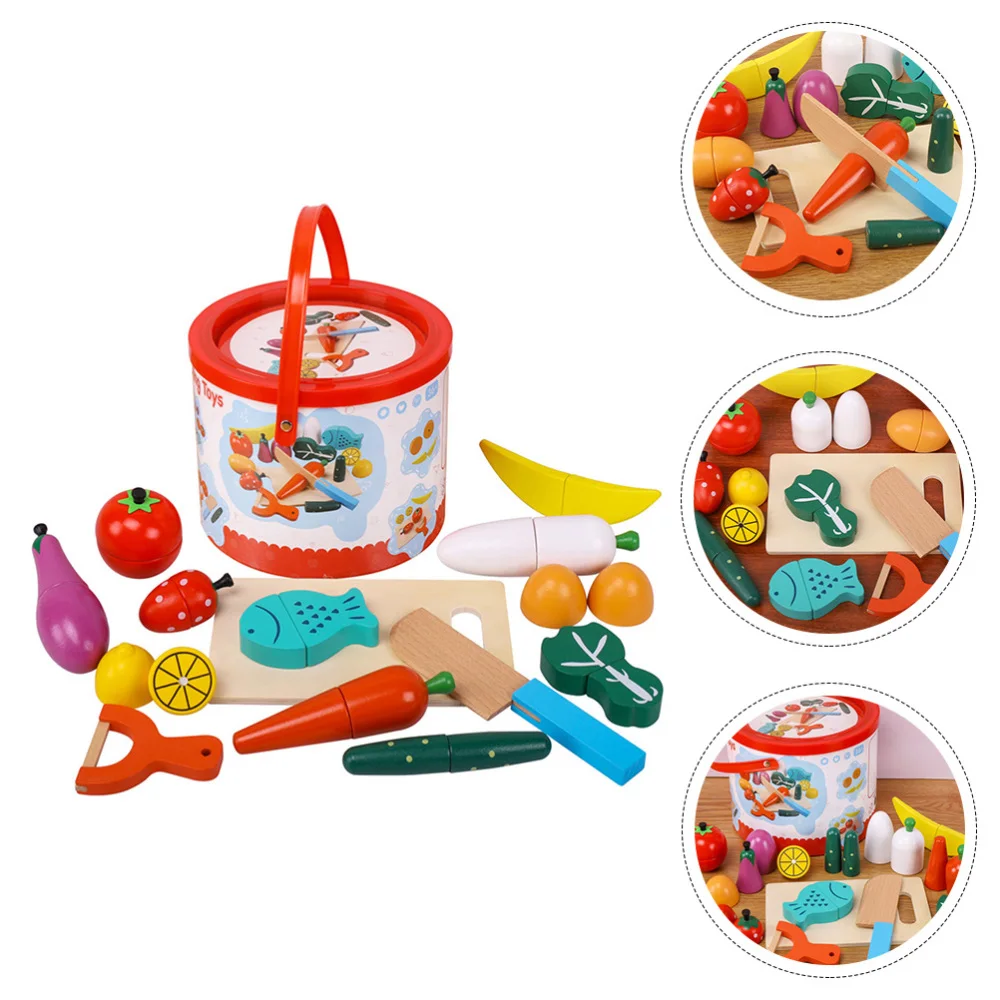 

1 Set Kids Interesting Cutting Food Game Wooden Educational