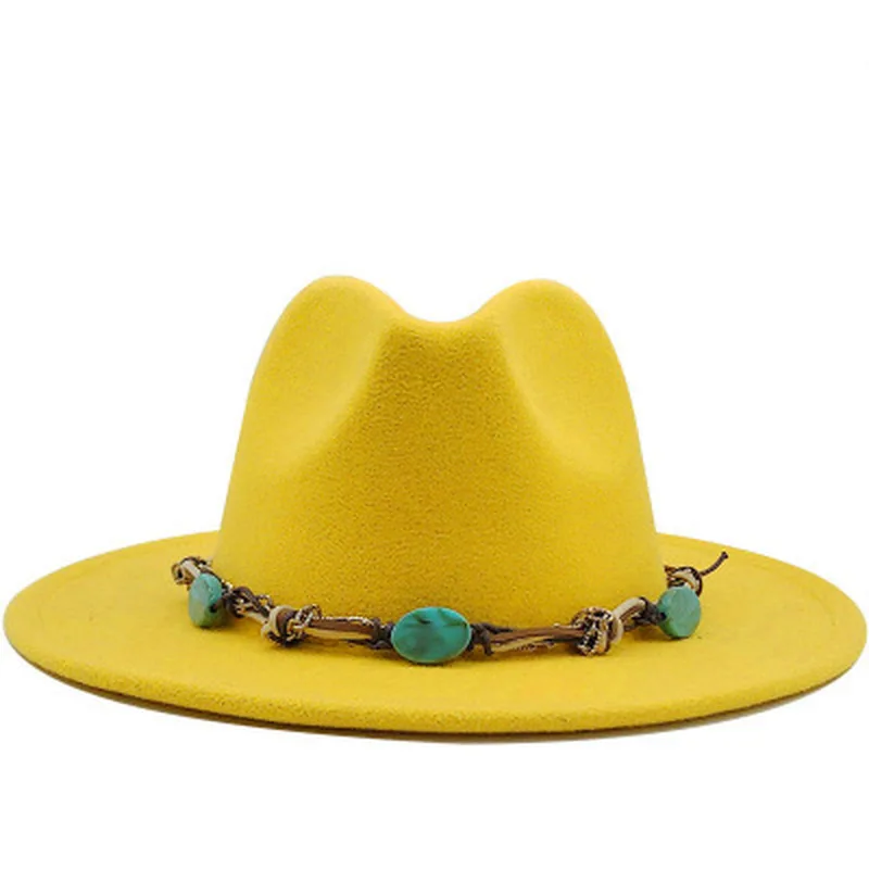 

fedora hat women men western cowboy jazz caps solid wide brim band belt stone luxury handmade winter white black women men hats
