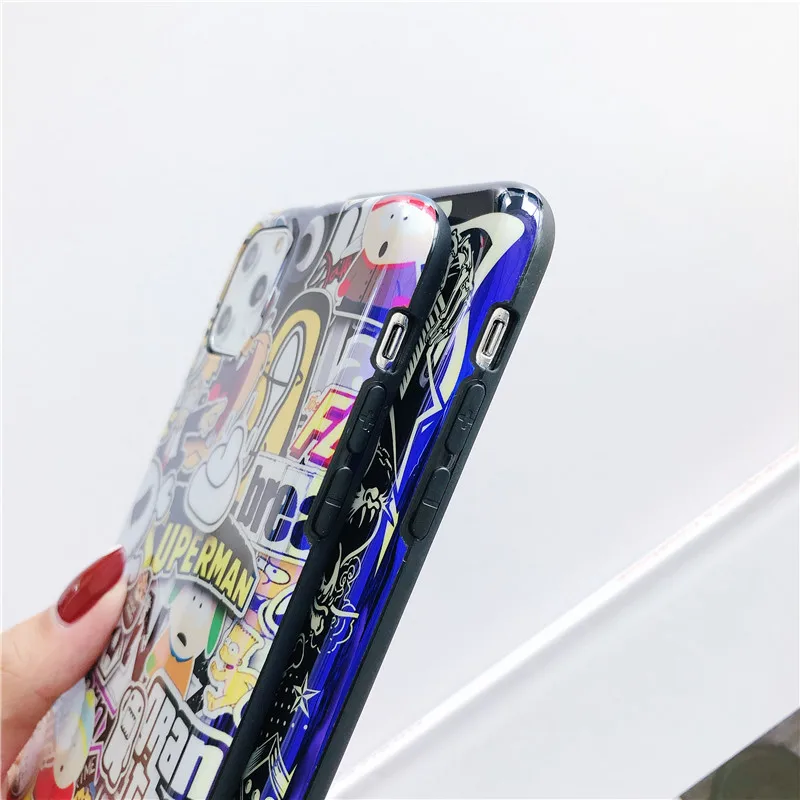 IUENUA чехол для iPhone 11 роскошный Blu-Ray граффити узор комбинезон Pro Max XS X XR 6 6S 7 8 Plus