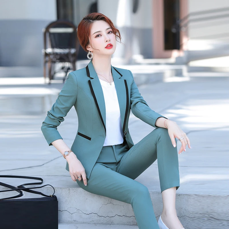 

Women's office female suit pants Two-piece suit Slim high quality ladies jacket Casual trousers Professional formal work wear