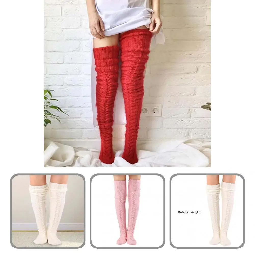 

Additional Thick Solid Color Winter Knit Over Knee Sock for Daily Life