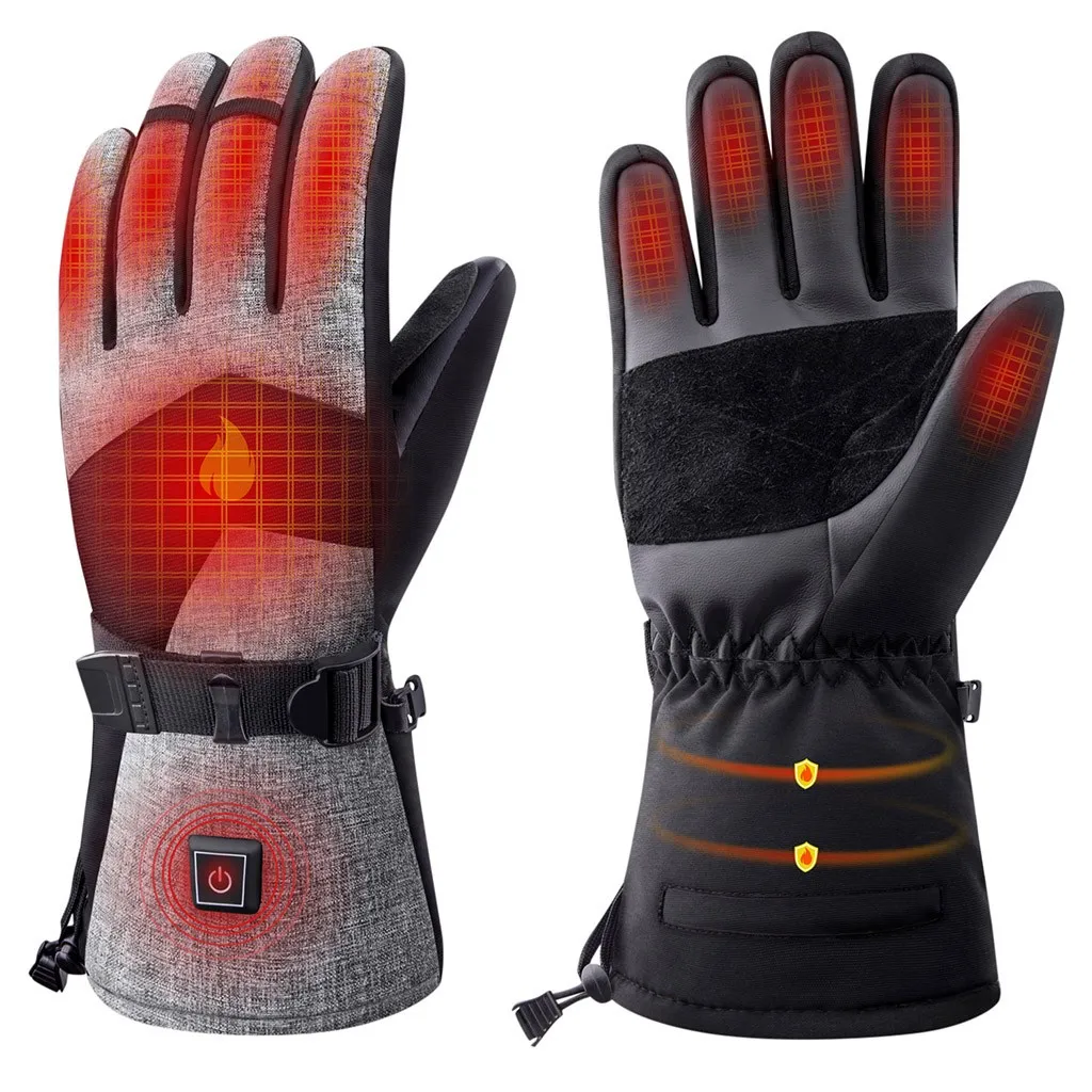 Теплые лыжные перчатки с подогревом на батарейках для мужчин унисекс