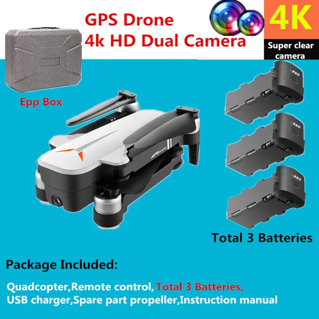 EPP box 3 battery Радиоуправляемый Дрон 8811 gps 5G Квадрокоптер с широкоугольным 4K камерой Дрон жеста складной оптический поток Дрон Вертолет VS SG906 - Цвет: EPP box 3 battery