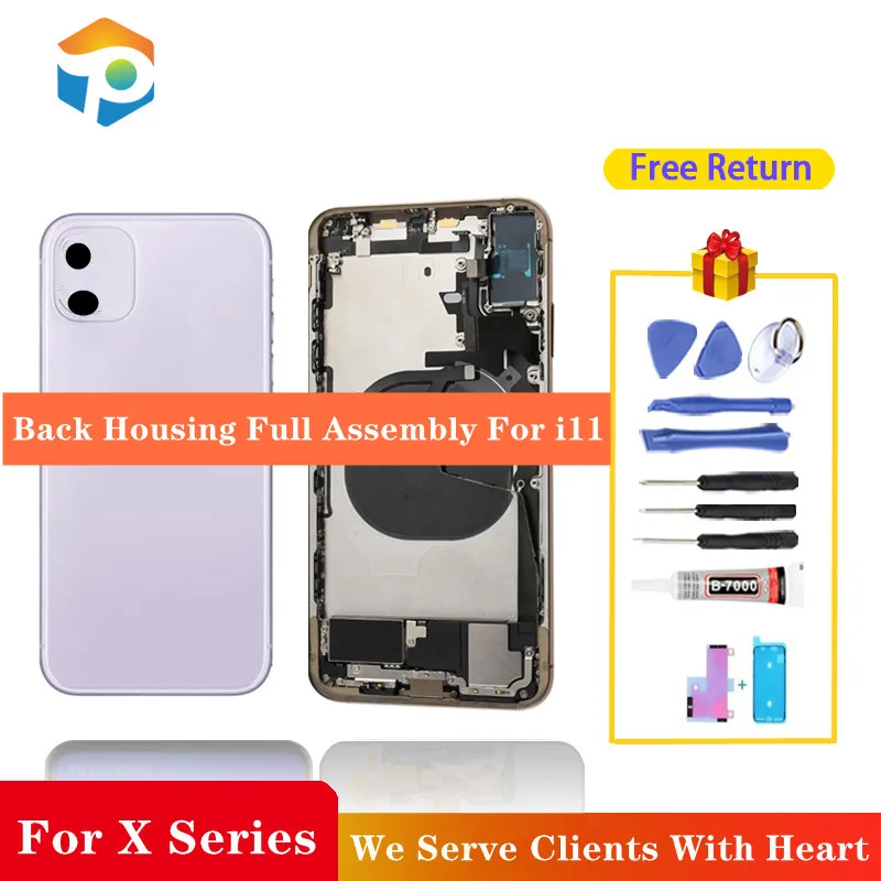 

Full Housing For iPhone 11/11Pro/ 11 Pro Max Back Glass Battery Cover Middle Frame Chassis with Flex Cable Assembly Replacement