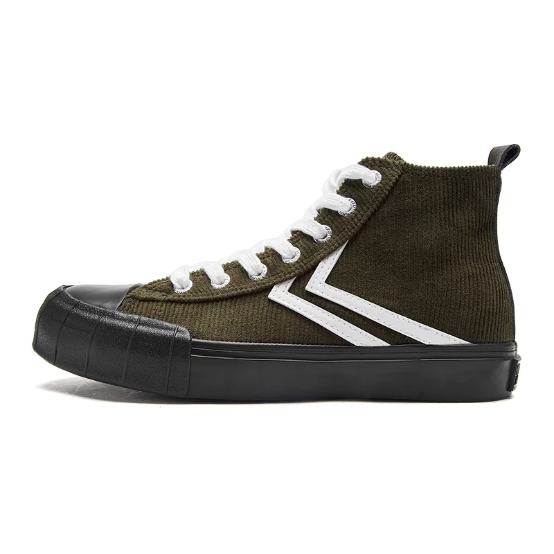 ArmyGreen Feiyue/Высокая Повседневная обувь; коллекция 2160 года; Женская обувь в стиле ретро с эластичной стелькой на шнурках; модные вельветовые туфли; мужские осенние туфли на плоской подошве в уличном стиле - Цвет: ArmyGreen