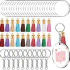 Брелок для самостоятельного изготовления, Набор круглых брелоков, пустая кисточка, подвеска из акрила