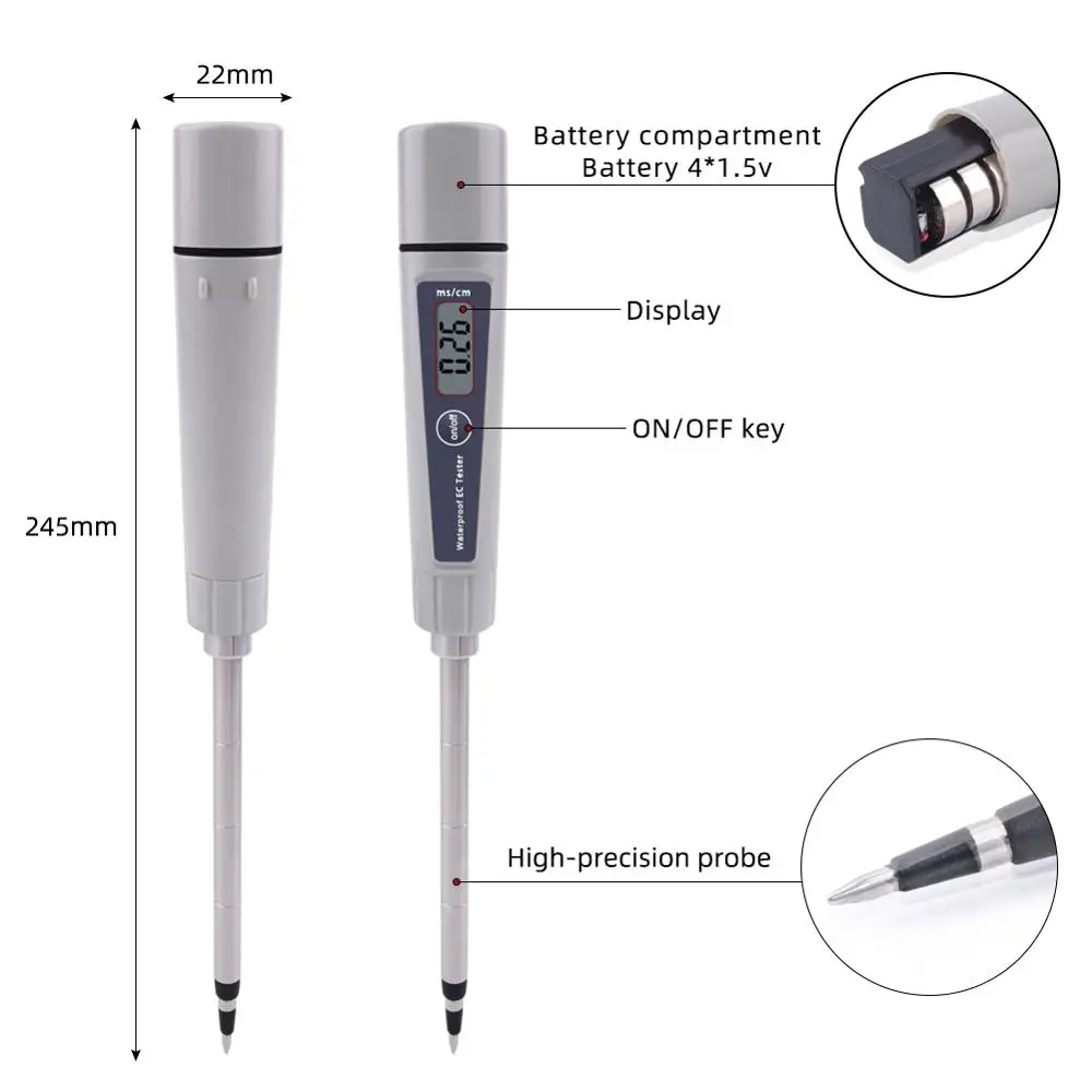 Soil EC Tester EC-316 Direct ATC 0-4.00 mS/cm digital LCD Aquarium swimming pool hydroponic laboratory Conductivity Meter | Инструменты