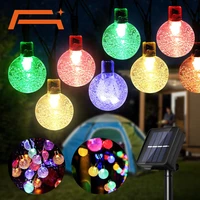 solar string lightsoutdoor multicolor crystal globe bulbs waterproof fairy lights with 8 lighting modesdecoration for yard