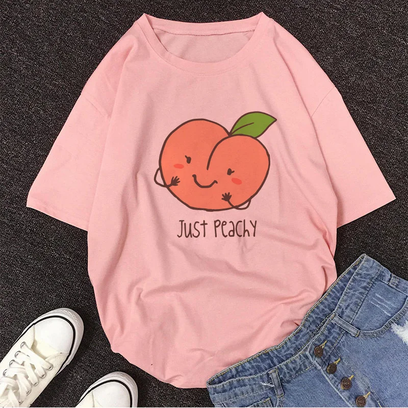 Juice Japanses Эстетическая мультяшная персиковая гранж футболка Женская Harajuku Kawaii розовая футболка Летняя повседневная одежда tumblr футболка Топы
