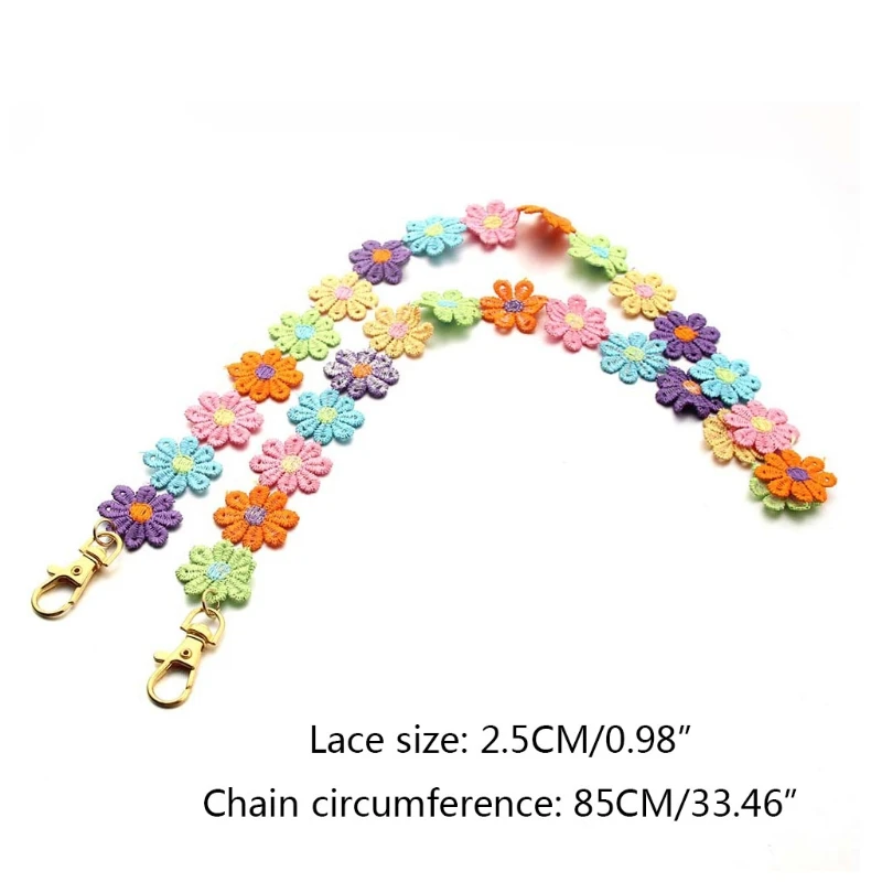 

3Pcs Women Face Mask Holder Lanyard Handmade Knitted Multicolor Flower Chain Eyeglass Anti-Lost Cord Jewelry Necklace