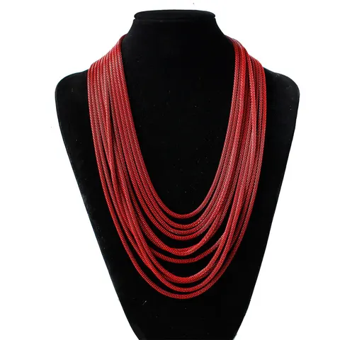 Многослойное ожерелье ed, Золотая длинная цепочка, черное, красное, коричневое многослойное ожерелье, яркое богемное длинное ожерелье на свитер
