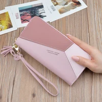 geometric luxury brand leather women long zipper coin purses tassel design clutch wallet female money credit card holder
