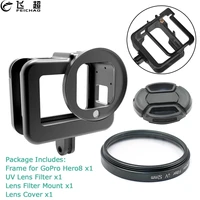 cnc protective case for gopro hero 8 black aluminum frame cage mount hot shoe uv lens filter for go pro 8 camera accessories