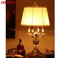 oufula dimmer crystal table lamp modern led luxury candle shade desk light decorative for home bedside