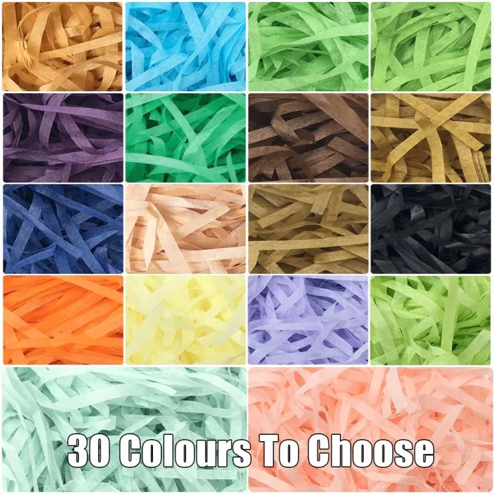 

100G Coloured Shredded Paper Confetti 30Colours Soft Shredded Tissue Paper Hamper Gift Box Filler Shredded Kraft Paper
