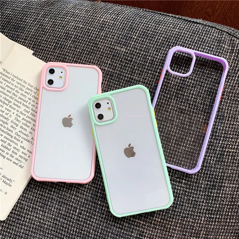 Candy color Frame Transparent Gasbag Shockproof Silicone Phone Case For iPhone 11 Pro Max XR X XS 8 7 6S Plus TPU Back Cover | Мобильные