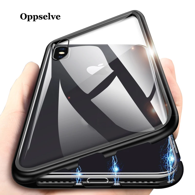 Oppselve металлический магнитный чехол для iPhone 11 Pro Max XR XS MAX X Магнитный из закаленного