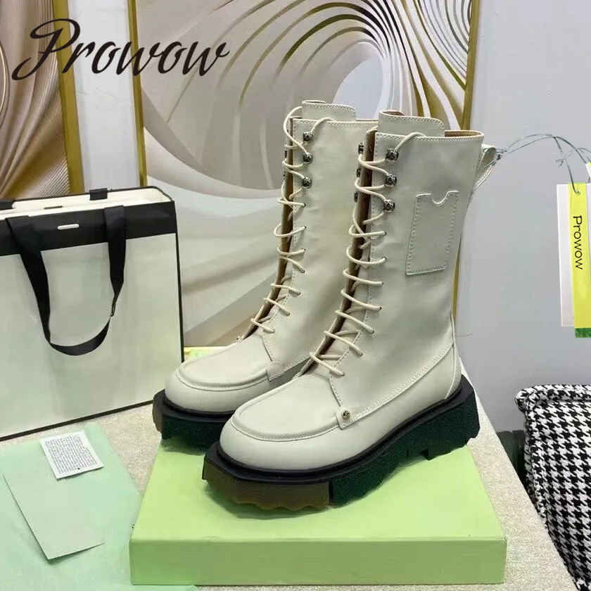 

Prowow New HIgh Quality Genuine Leather Designer Martin Boots Lace Up Platform Winter Boots