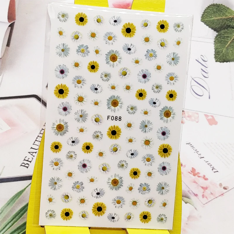 

3D Stickers for Nails Chrysanthemum Flower Designs Nail Art Decorations Foil Decals Wraps Manicure Accessories Decoraciones