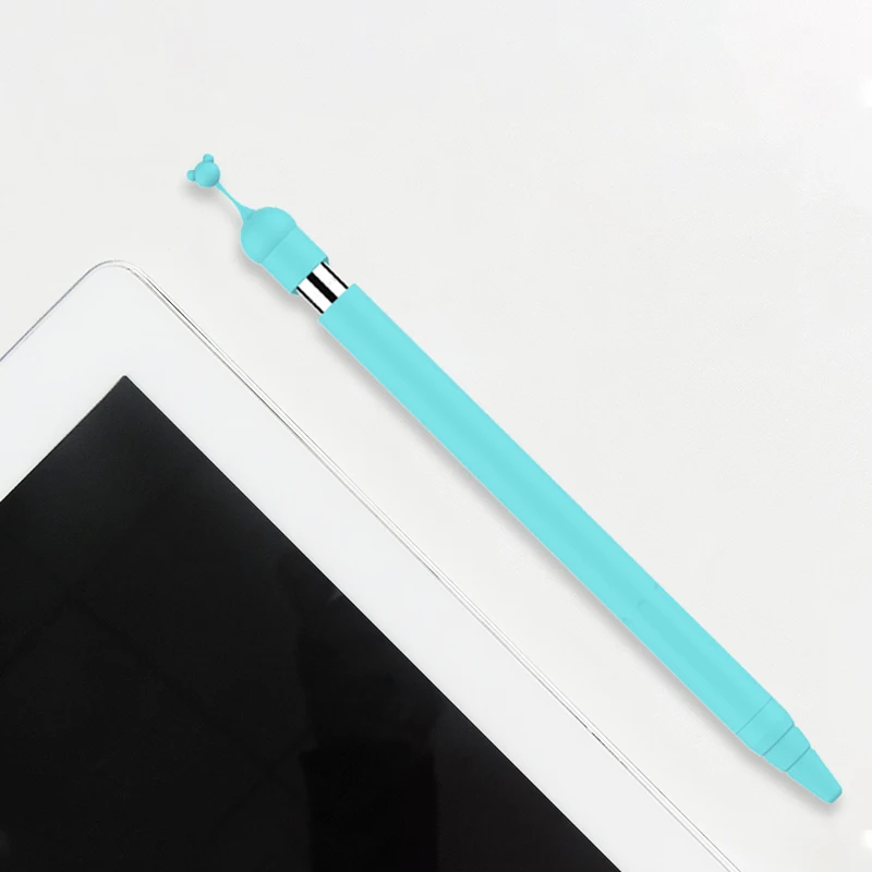 1 Set Cute Cartoon Bear Anti-scroll Silicone Protective Pouch Cap Holder Nib Cover Protective Case Skin For Apple Pencil 1st