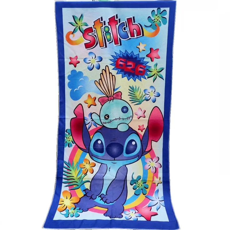 

Disney Baby Bath Beach Towel Stitch Rainbow Colors Microfibre Home Polyester Boys Girls Children Swimming Towel 70X140cm