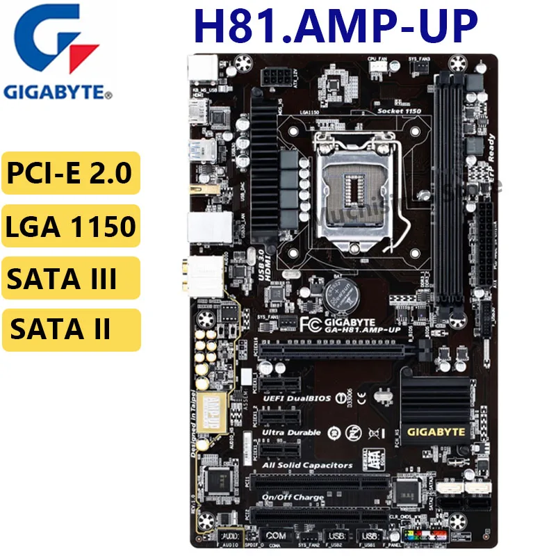 

Gigabyte GA-H81.Amp-UP материнская плата 100% оригинальная H81 Desktop Core i7 i5 i3 LGA 1150 DDR3 16G SATA3 PCI-E 2,0 компьютер ATX б/у