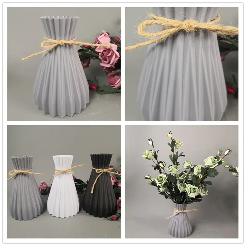 

Plastic Vases Home Decor Anti-ceramic Vases Imitation Rattan Flower Vase European Wedding Modern Decorations Unbreakable Basket