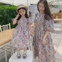 floral mother daughter dresses summer loose long dress women girls family matching outfits family clothes vestido madre