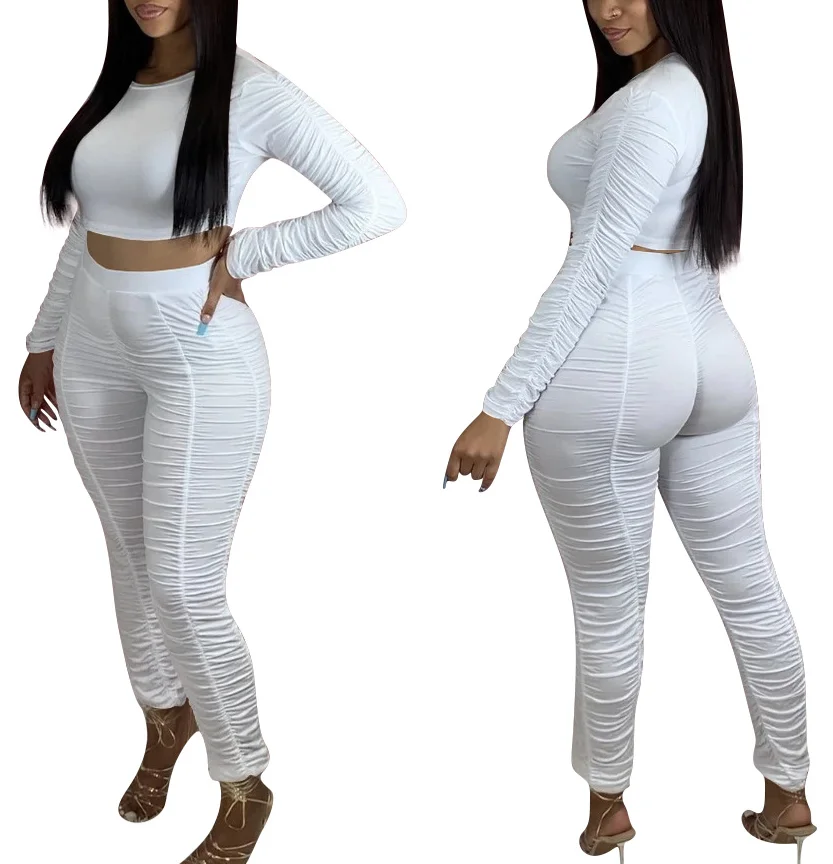 

Seamless Women Casual Set Workout Sportswear Gym Clothing Fitness Long Sleeve Crop Top High Waist Leggings Sports Suits Autumn