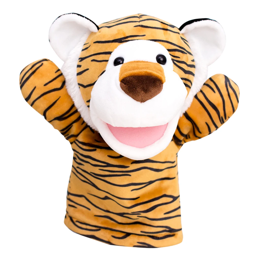 

Cartoon Zoo Tiger Hand Puppet Baby Plush Glove Dolls Teaching Show Kids Gift