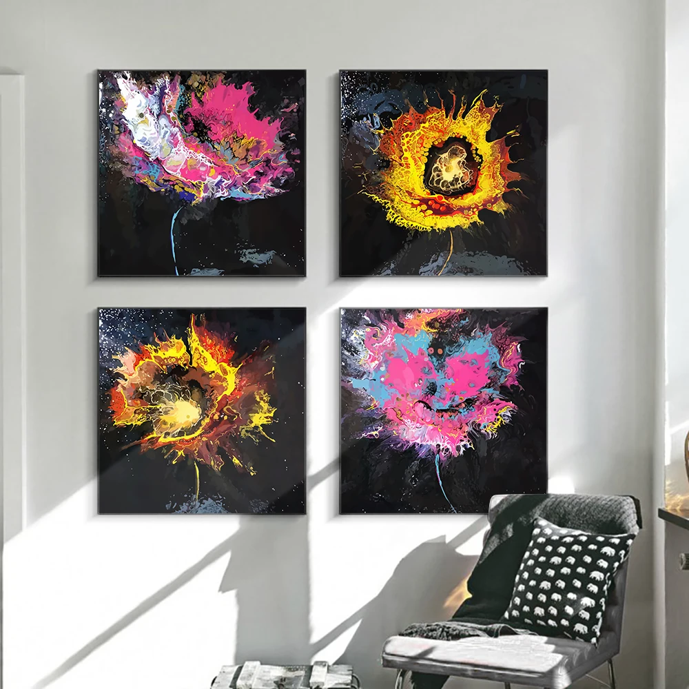 

Abstract Bright Red Poppy Flower Painting On Canvas Nordic Plant Wall Art Prints And Posters For Living Room Home Decoration