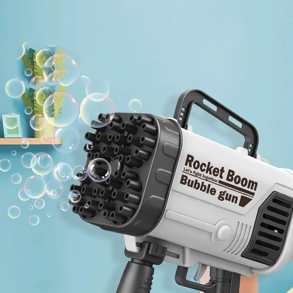 

44Hole Kids Gatling Bubble Gun Charging Electric Rocket Launcher Wedding Bubble Machine Soap Water Children Bath Toys