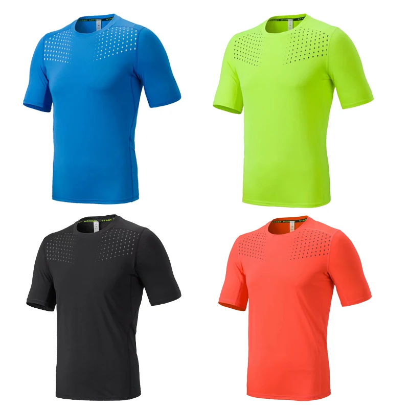 Мужская Черная Спортивная футболка с коротким рукавом и круглым воротником