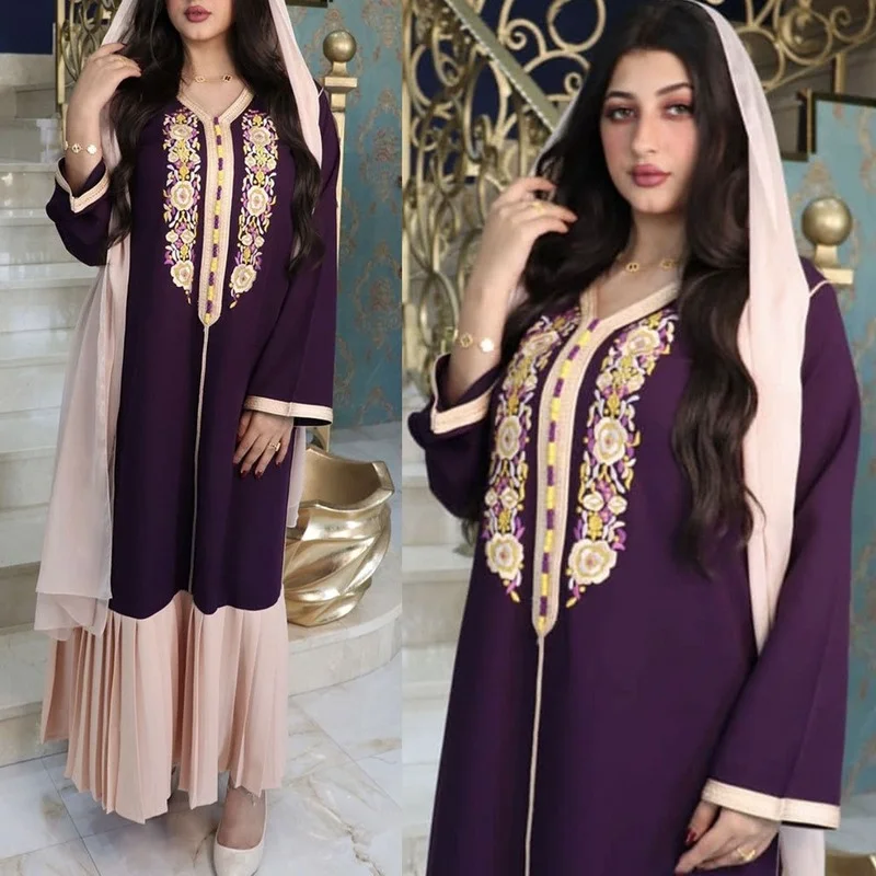 Abayas For Women Dubai Turkish Muslim Long Sleeve Dresses Embroidery Floral Boho Robe Kaftan Ladies Islamic Clothing Kimono