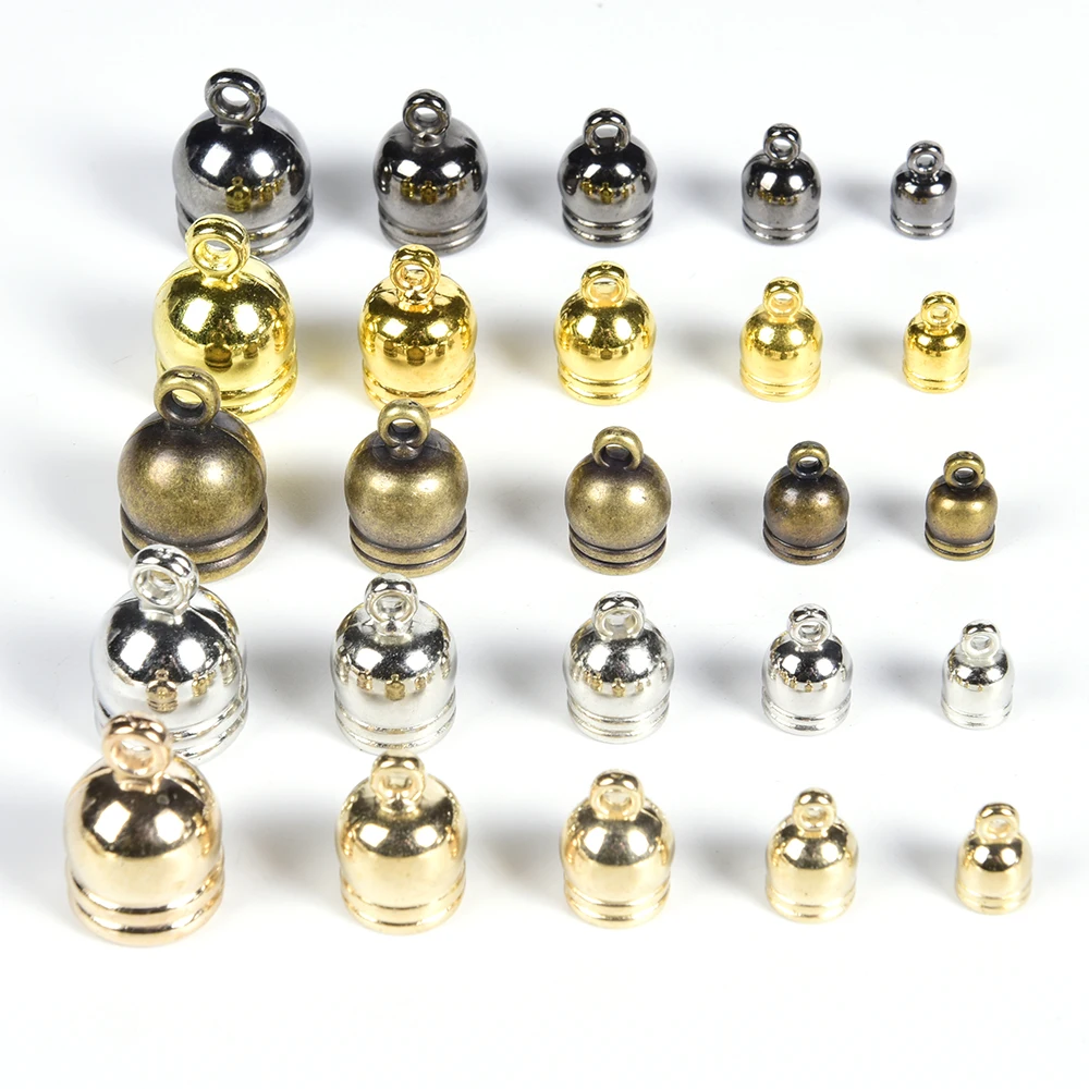 

50Pcs/Lot Tassel Leather Cord End Crimp Caps Beads Fit 7 8 10 12 14mm End Tip Caps For Diy Jewelry Making Findings