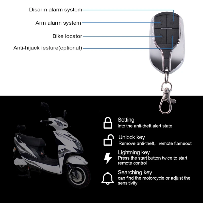 

2021 New 48~75V Motorcycle Alarm Engine Anti-Theft Alarm Locks Smart Induction Wireless