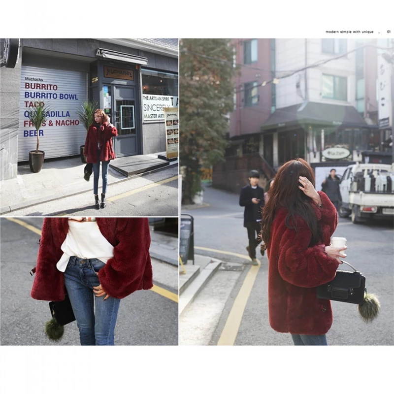 Artificial Fur Collar Warm 2023 Winter New Fur Coat Imitation Plush Thick Cotton Jacket Mid-length Coat Women Fashionable Joker