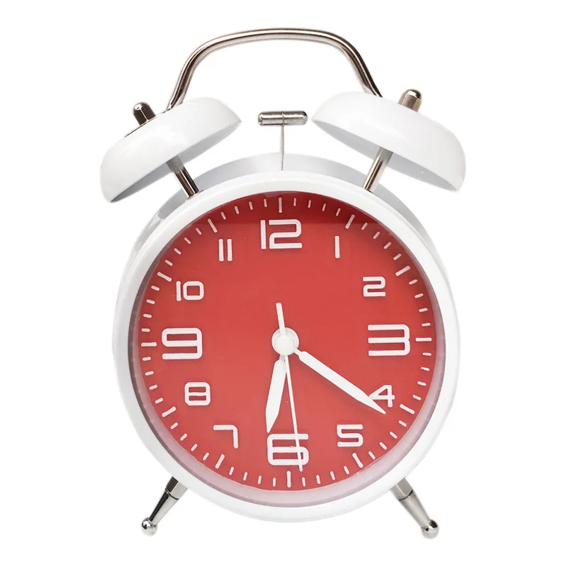4 дюймовый двойной Звонок винтажные будильник с металлической рамкой 3D циферблат