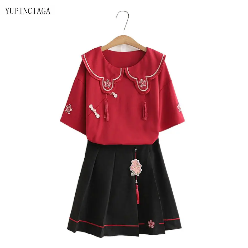 Women Sets Japan Style Cute Skirts New Summer 2021 Top + Short Skirt Two Piece Set Female Suit 2117556