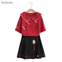 women sets japan style cute skirts new summer 2021 top short skirt two piece set female suit 2117556