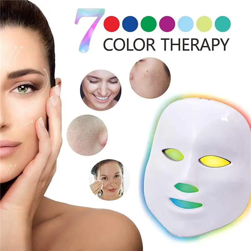 7colors Light Photon Facial Mask Therapy 192 LED Skin Care Rejuvenation Wrinkle Acne Removal Face Beauty Spa UK/US/EU plug | Красота и
