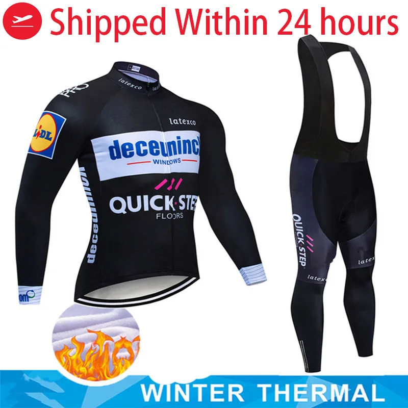 

Pro Team QUICK STEP Cycling Jersey 20D Bib Set Belgium Bike Clothing Mens Winter Thermal Fleece Bicycle Clothes Cycling Wear