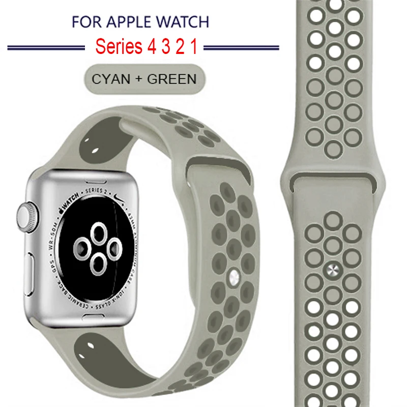 Мягкий спортивный силиконовый ремешок для Apple Watch серии 1, 2, 3, 42 мм, 38 мм, резиновый ремешок для iWatch 4/5, 40 мм, 44 мм - Цвет ремешка: 26 Spruce Fog