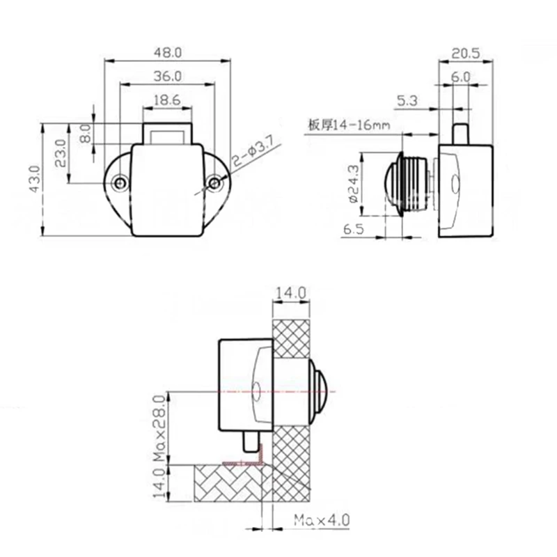

RV Cabinet Push Button Latch Replacement 20mm Keyless Entry Cupboard Lock Metal Latch Button Locks for Drawer Door